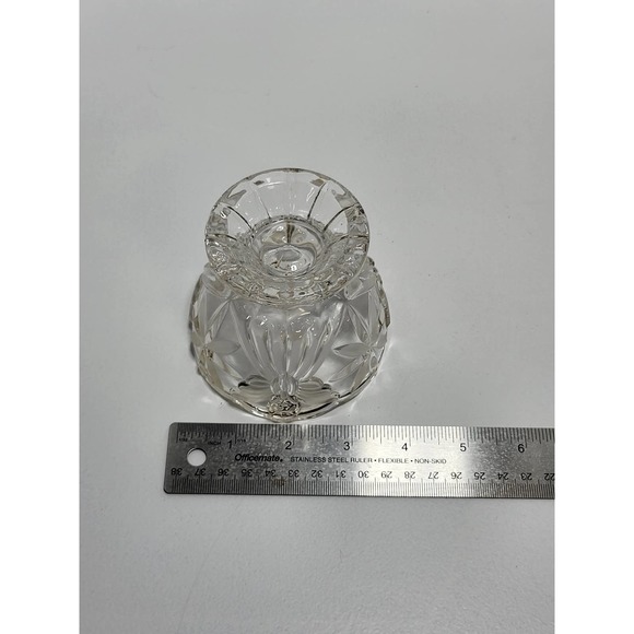 Angel Etched Lead Crystal Small 4in Pedestal Trinket Candy Bowl - Picture 6 of 7